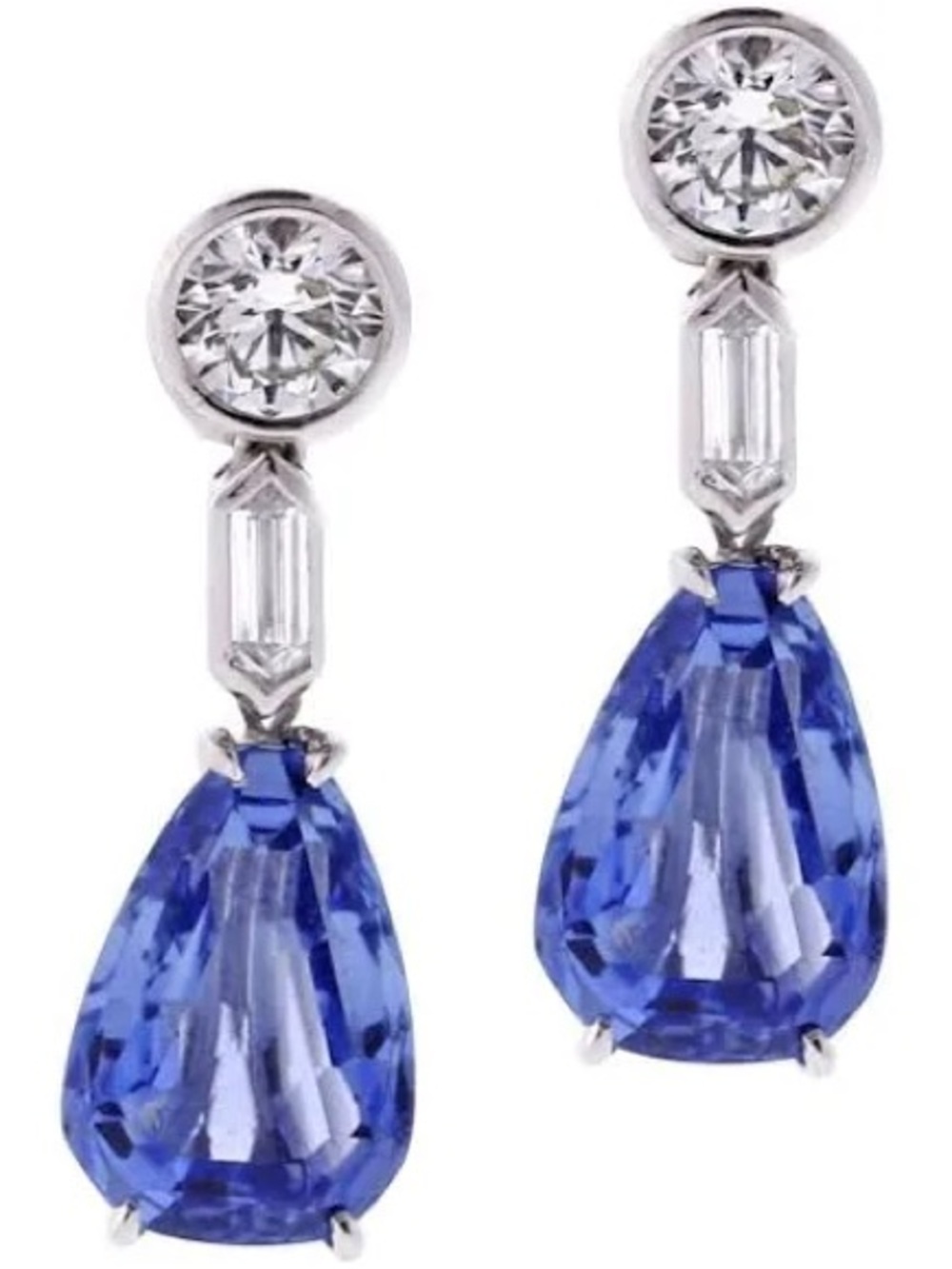 Elegant Blue Teardrop Drop Earrings with Clear Accents